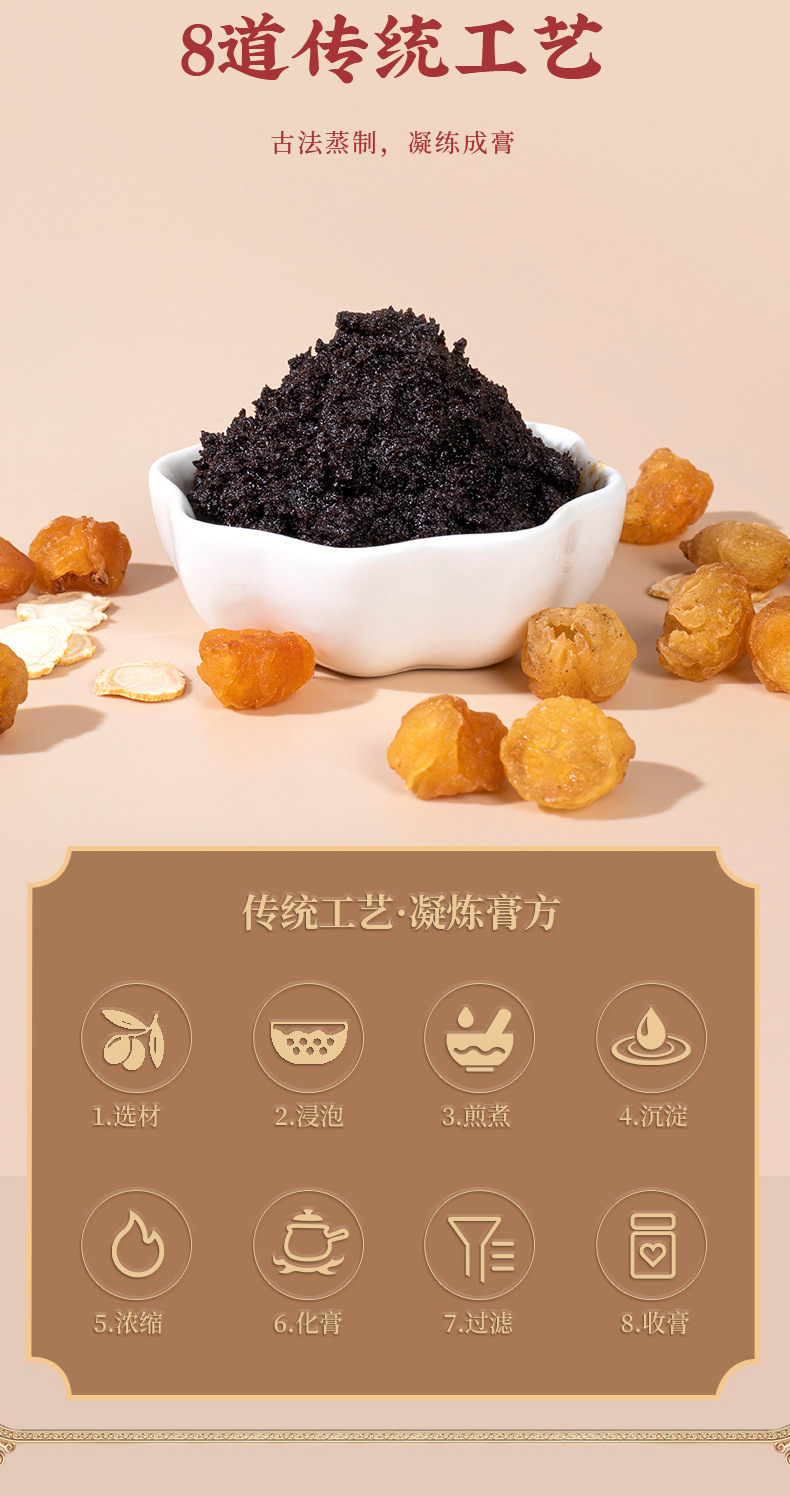 Yu Ling Gao (Steamed Longan & American Ginseng Paste) — Traditional Qi & Blood Nourishing Herbal Paste, 260g quality and texture