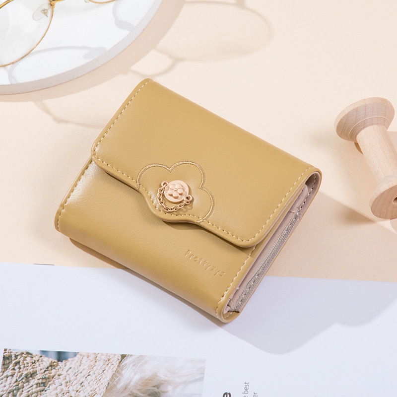 Women's Solid Color Flower Pu Leather Buckle Wallets display picture 3