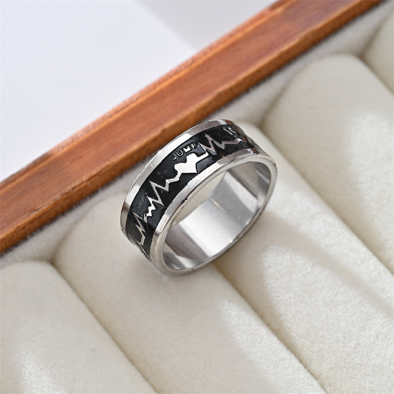 Hip-Hop Vintage Style Cross Checkered Titanium Steel Men's Rings Men Band Rings display picture 4