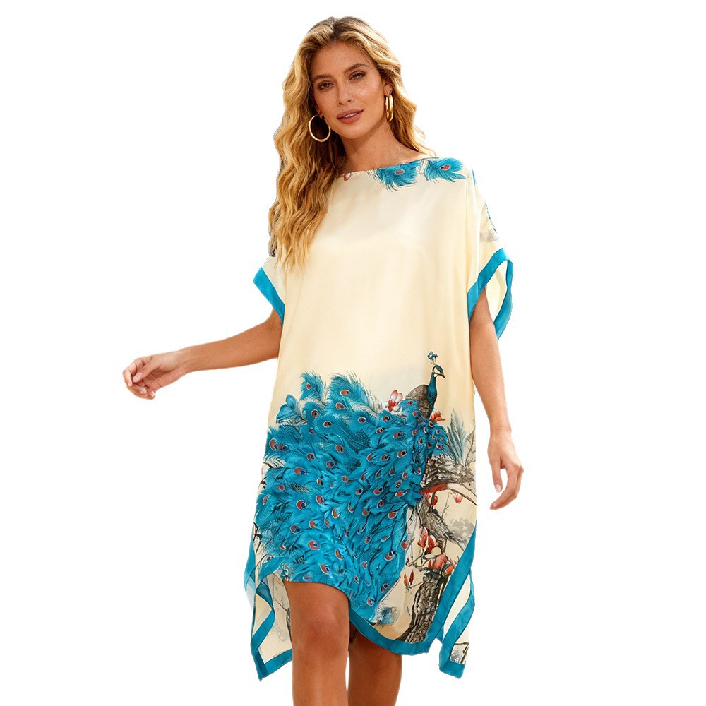 Vestido de impresión suelto de mujer transfronteriza de playa de vacaciones bikini chal Amazon explosión exclusiva para el verano