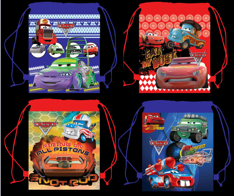 新款80g汽车外贸双面无纺布印刷抽绳袋书包儿童礼物