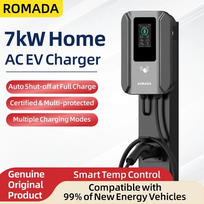 New energy home AC slow charging wall-mounted column-type charging station 7KW/11KW/22KW European standard Type2 cross-border