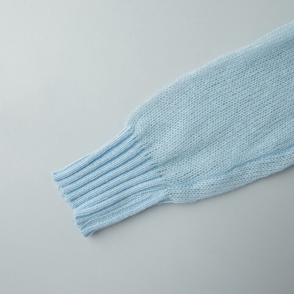 Áo len nữ cổ tròn dài tay dệt kim mohair mỏng nhẹ — Kaki, Màu cam, Màu hồng, Màu trắng chi tiết 10