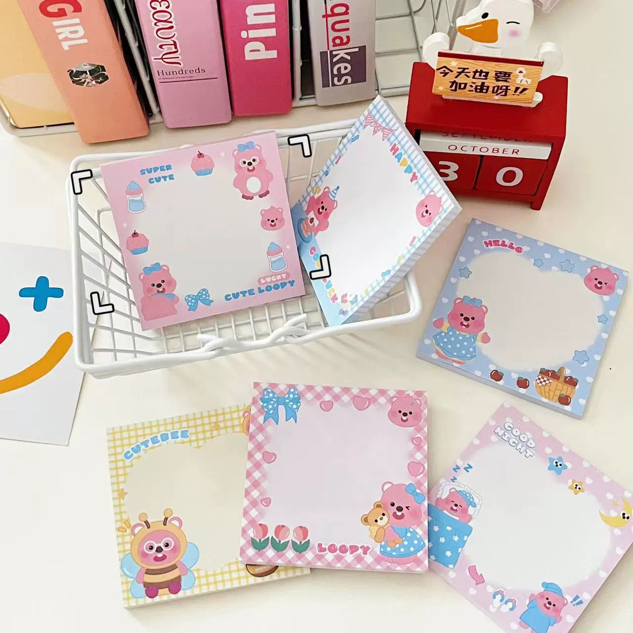 Simple loopy sticky note with sticky message student cartoon cute high-looking note handbook decoration material