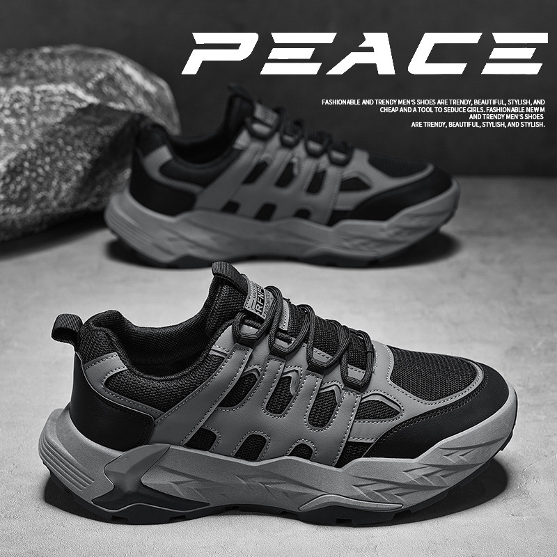 2024 otoño nuevo retro al aire libre versátil zapatos deportivos casuales zapatos de malla para hombres aumentan la altura de los zapatos de papá