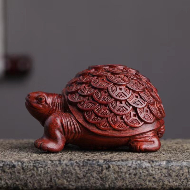 崖柏の木彫りのお金のカメの置物の大きい小さいサイズの長寿のカメのお茶は文をかわいがって家庭の事務装飾の工芸品を遊びます。|undefined