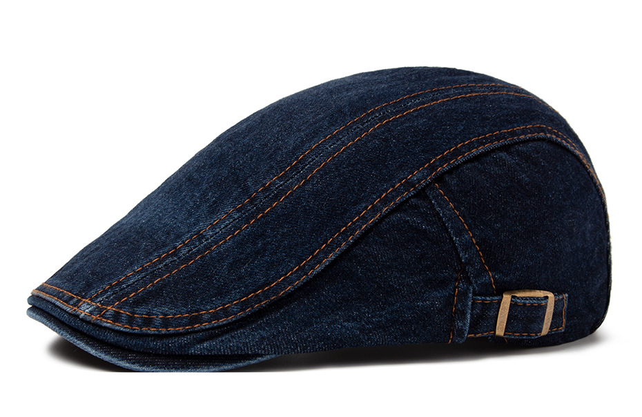 Berretto in denim lavato da uomo primaverile e autunnale, cappello a becco d'anatra in puro cotone con protezione solare, cappello femminile in stile britannico_voghion.com