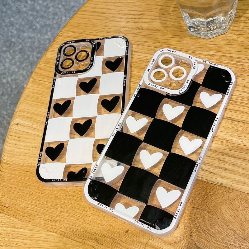 Simple Style Heart Shape Checkered   Phone Cases display picture 5