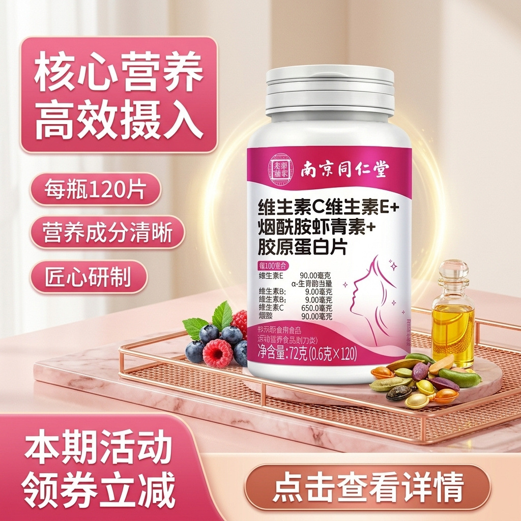 Vitamin C Vitamin E Nicotinamide White Tomato Grape Seed Astaxanthin Tablets 120 Count Sports Nutrition Endurance Support specifications