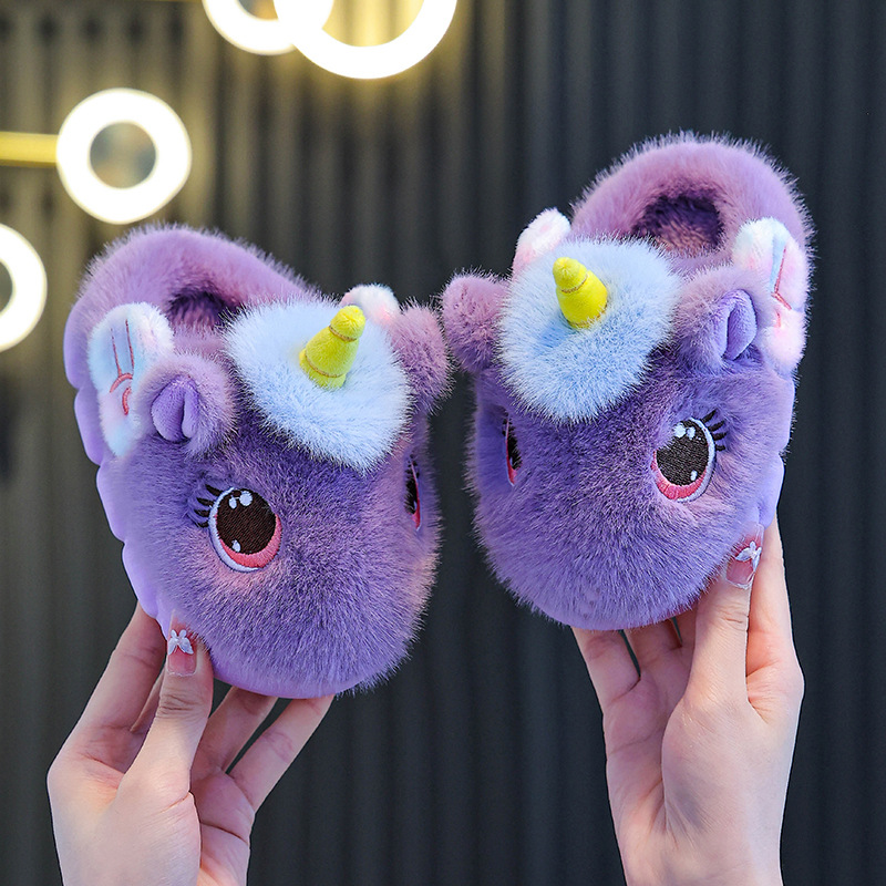 Zapatillas de algodón para niños invierno 2025 nuevas niñas lindas princesas de dibujos animados en el hogar calentamiento madre e hija zapatos de peluche