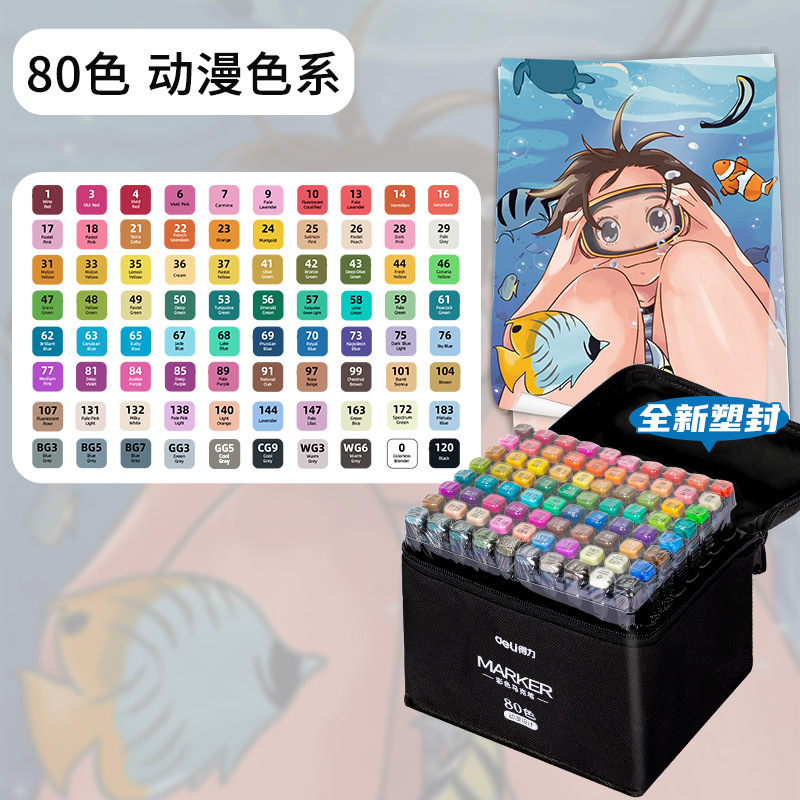 Delikemark pluma de doble cabeza pluma de acuarela aceitosa original conjunto especial para niños dibujo a mano animación arte