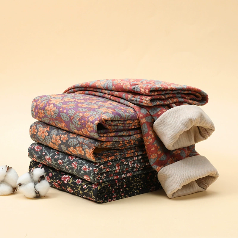 Теплые брюки, женские быстрые теплые бархатные осенне-зимние Бархатные двухсторонние матовые свободные брюки с маленьким цветком, нижние мужские брюки, прямые продажи с фабрики