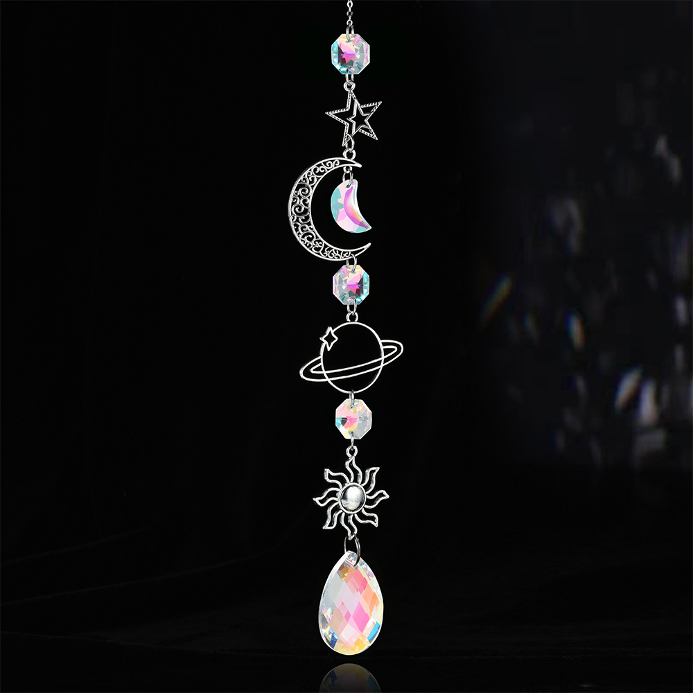 Simple Style Moon Heart Shape Crystal Wind Chime display picture 2