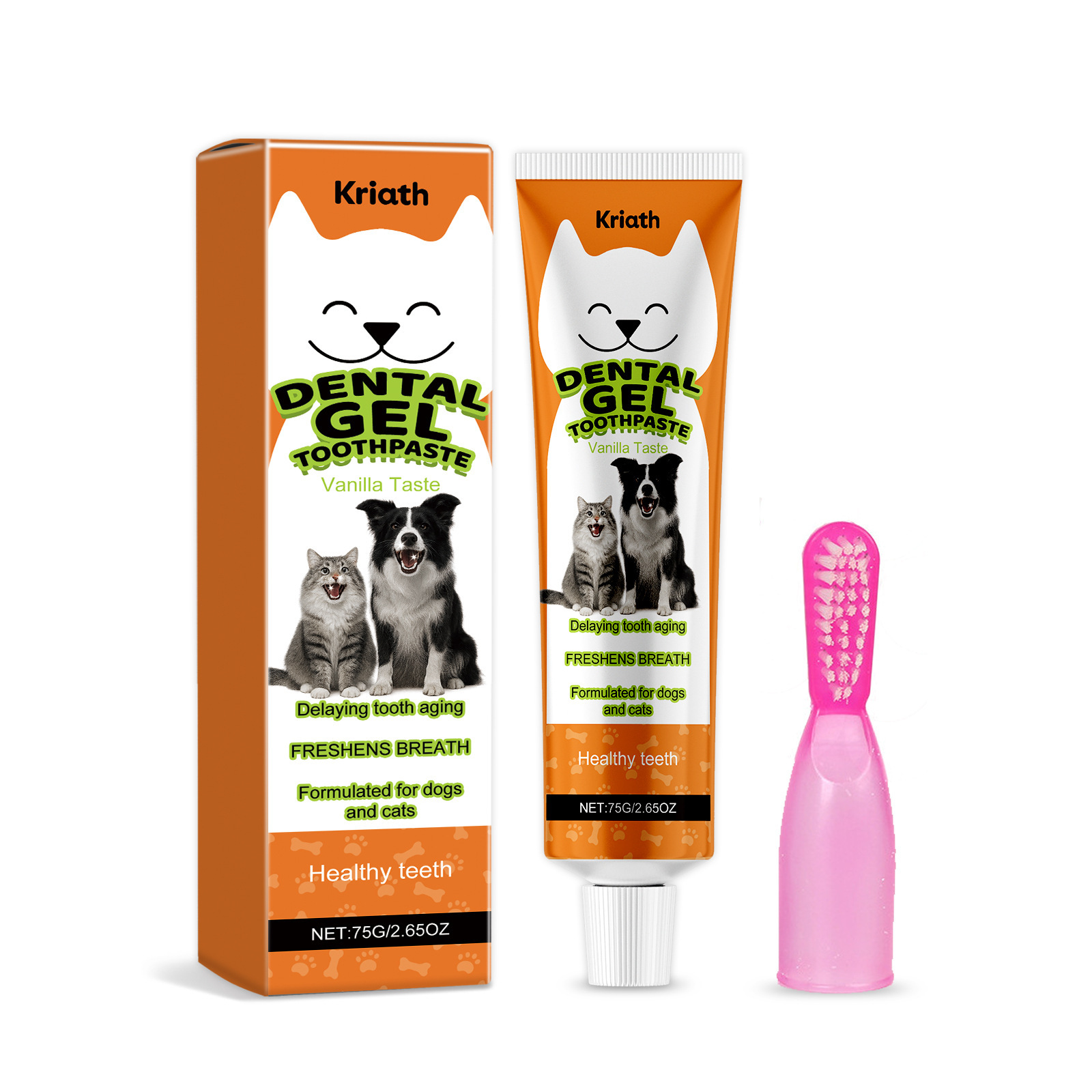 Kriath Vanilla Pet Dental Care Kit Ingredientes suaves Pet Care Kit de cuidado oral