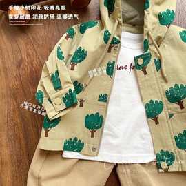 2025秋冬新款童装洋气百搭儿童连帽风衣男女童宝宝防风夹克外盈尚