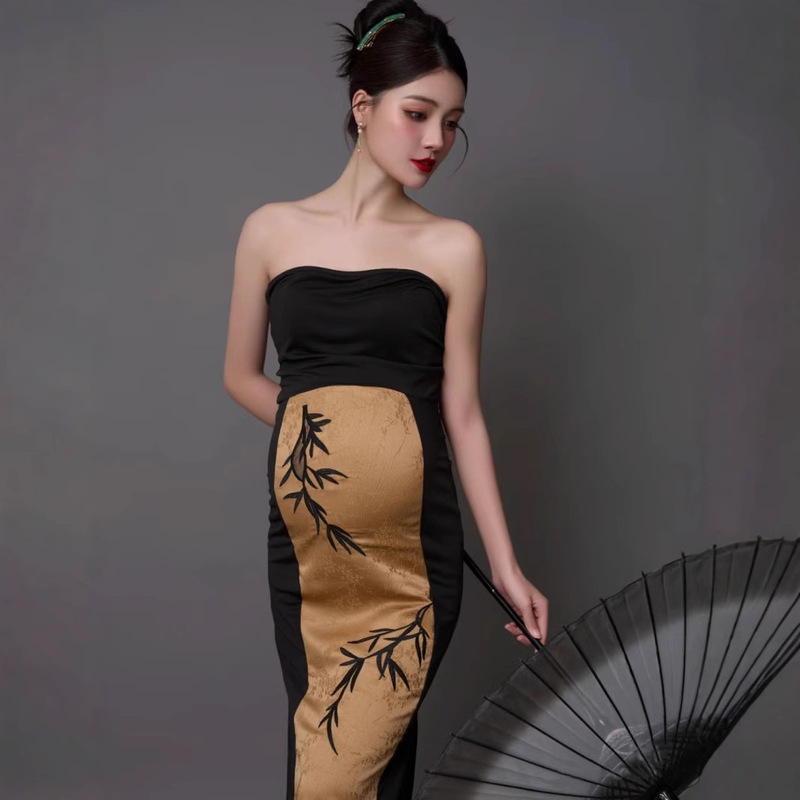 New Chinese Style National Style dress Women's Clothing Summer High-end Sense Black Han Element Morning Gown Heavy Industry Photography Portrait Clothing New Chinese Style National Style dress Women's Clothing Summer High-end Sense Black Han Element Morning Gown Heavy Industry Photography Portrait Clothing