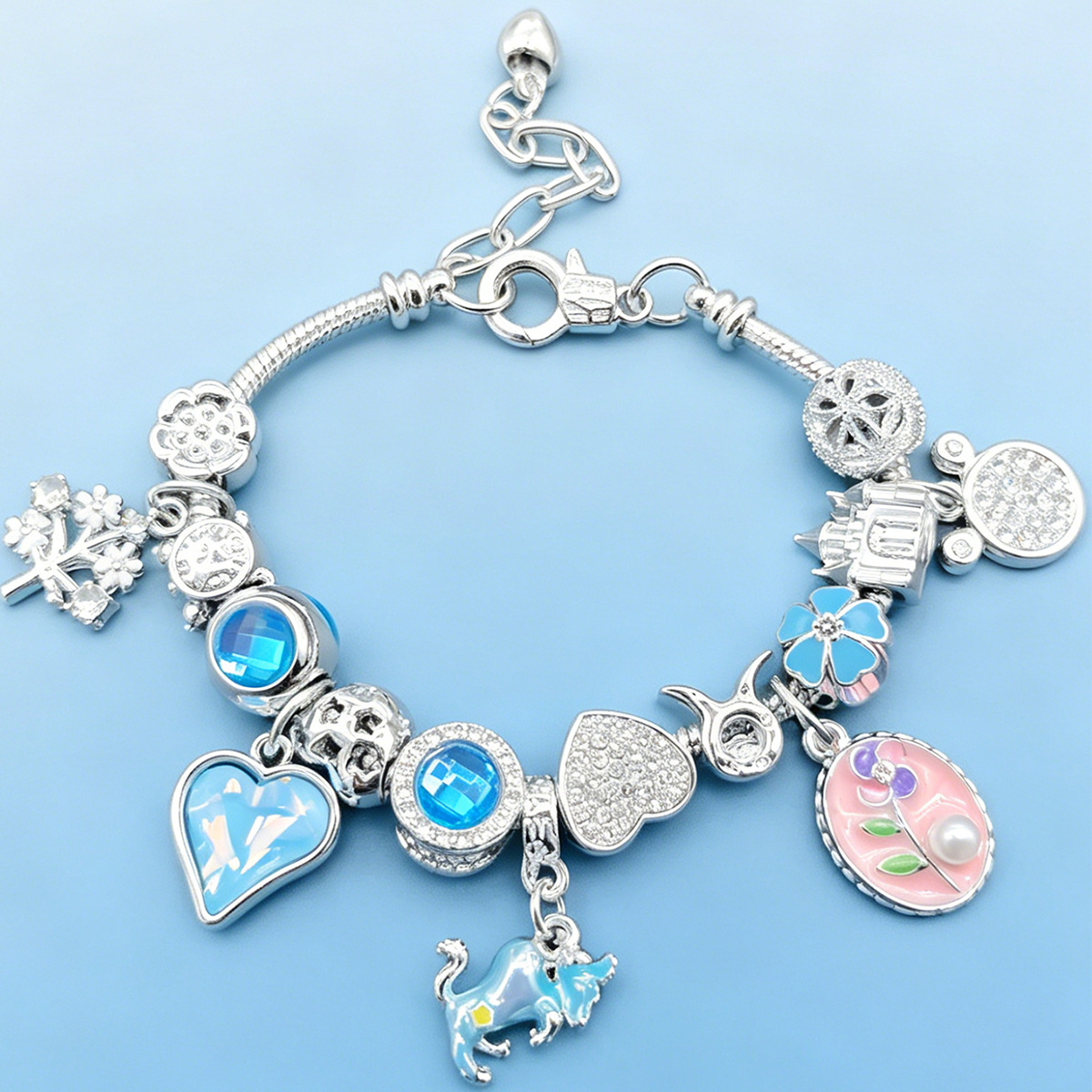 Brazalete Panjia DIY doce signos Brazalete diamante amor pentagramas árbol de la vida cuatro hojas joyas de moda