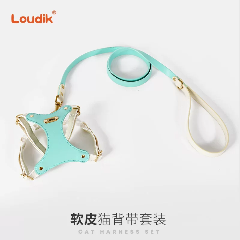 П wholesale原创皮质狗狗猫咪胸背带牵引绳宠物用品中小型犬跨境工厂Dego