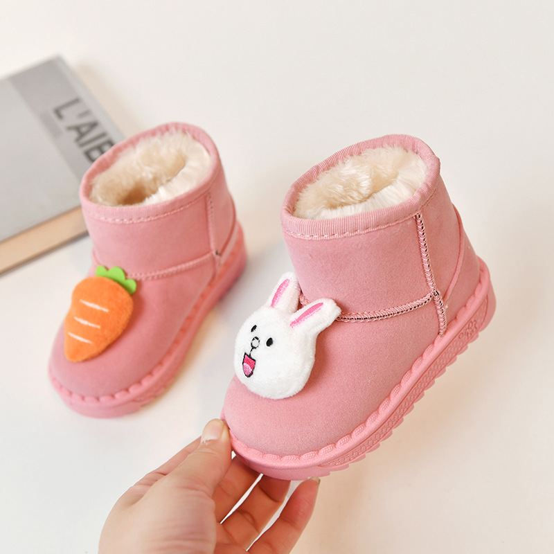 Inverno de neve infantil, meninos de 3 a 6 anos com sapatos grossos e pelúcia, meninas de 6 a 13 anos botas de algodão da moda 5_voghion.com