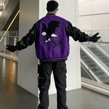 春秋欧美潮牌男女休闲夹克老鹰刺绣情侣装棒球服炸街痞帅上衣外套