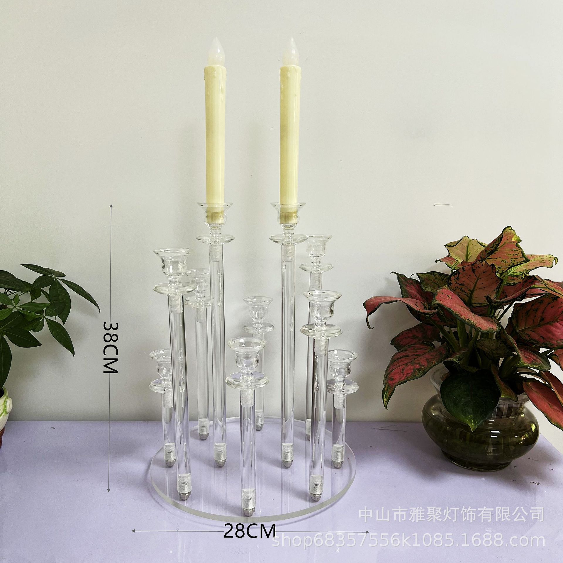 Accesorios para bodas, letreros transparentes sólidos, decoración para escenarios de bodas, exhibidores de mesa, portavelas de acrílico al por mayor