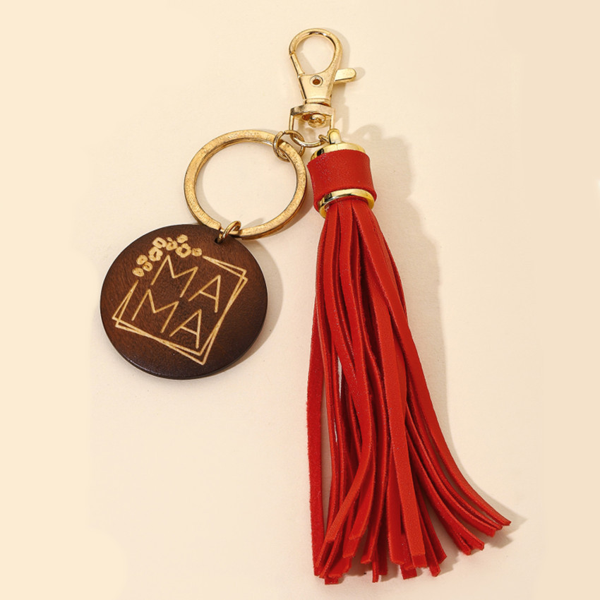 17g Weight Keychain Classification 1 Piece Quantity Casual, Holiday, Daily Occasion Pu Leather Material Mother'S Day Festival Letter, Tassel Pattern Unisex Gender Modern Style Style Modern Style Letter Tassel Pu Leather Mother'S Day Unisex Keychain 39