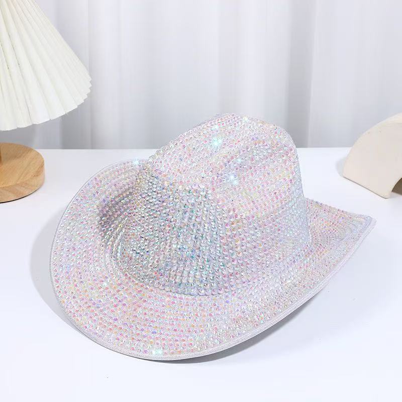 Sombreros de vaqueros europeos y estadounidenses transfronterizos de diamantes hechos a mano occidentales fiesta de baile espectáculo al aire libre sombrero de invierno
