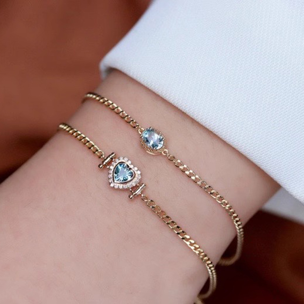 1 Piece 925 Sterling Silver Heart Shape 925 Sterling Silver Cuban Link Chain Curb Chain Bracelets display picture 5