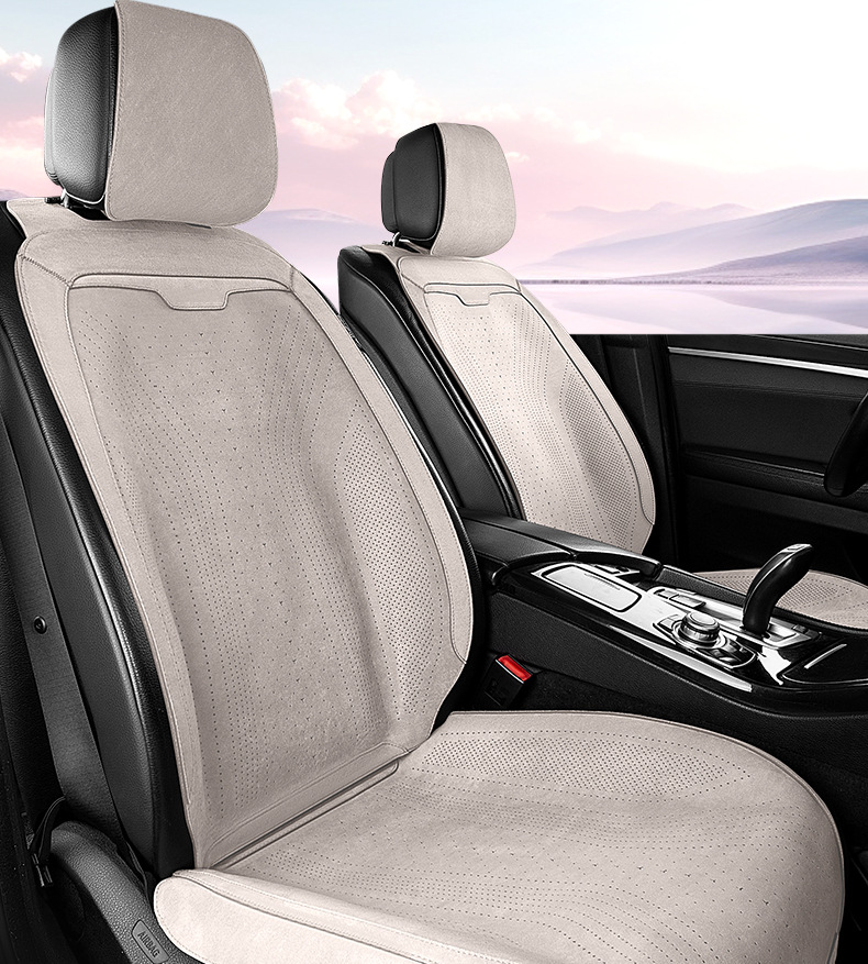 Summer single-seat car seat cushion universal four-season ventilated and breathable thin suede car half-pack small waist seat cushion