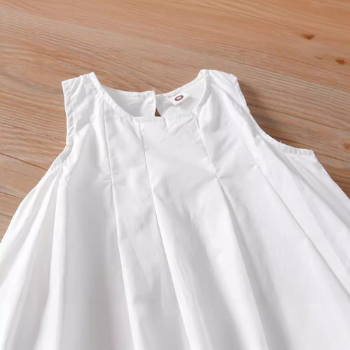 Children's French Minimalist Sleeveless Backless Dress Summer Girls' Dress Summer Quality Pure White Stylish Bouquet Skirt