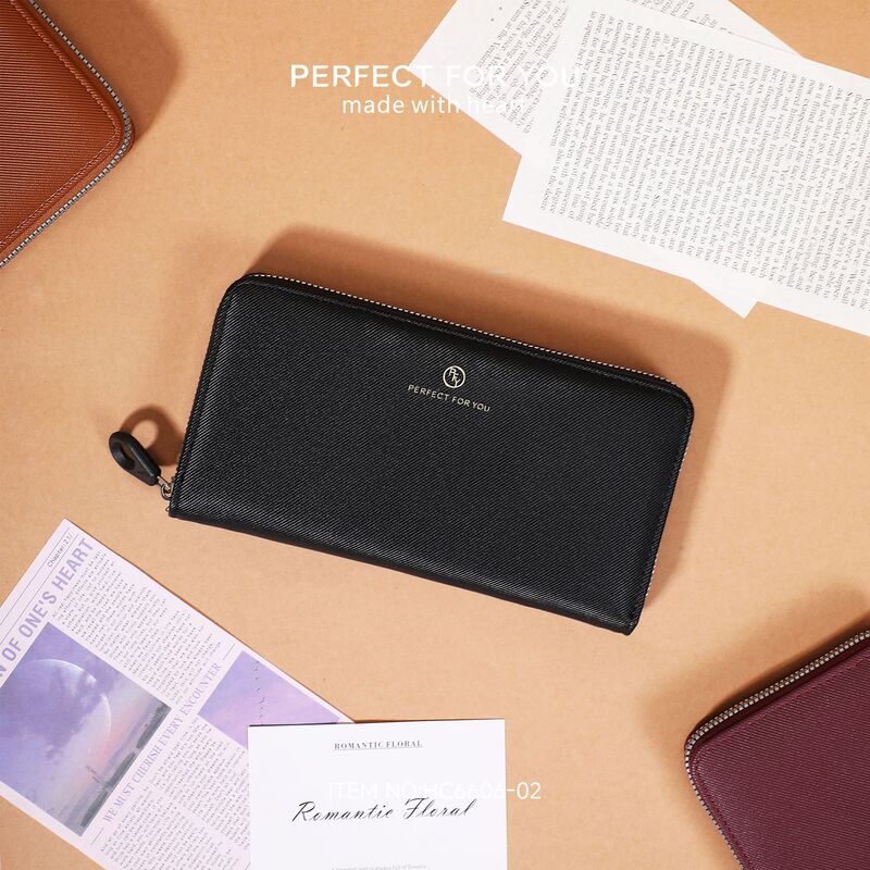 WEICHEN Long Zipper Wallet RFID PU Clutch Bag Fashionable Simple Women's Wallet Coin Purse