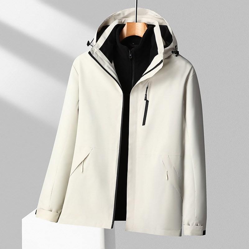 秋冬冲锋衣三合一男女防风防水摇粒绒保暖外套夹克工作服印绣logo