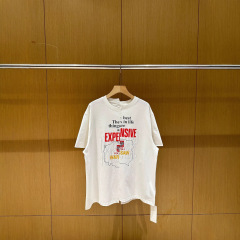 Grailz Project 25SS 不規則な上下のステッチとカットのレトロなディスロケーションデザインプリント半袖Tシャツ