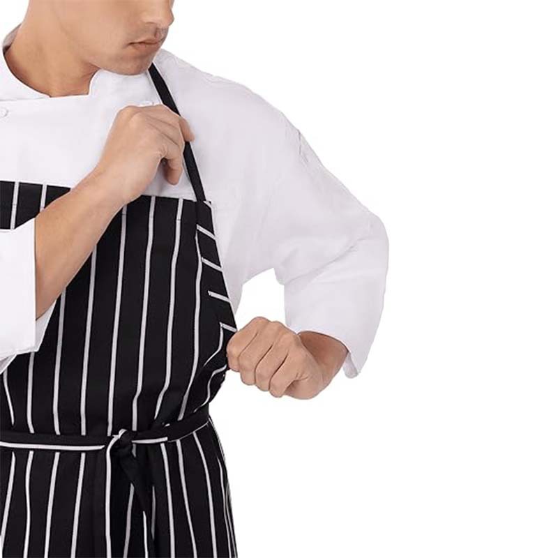 Transfronterizos coreanos moda poliéster algodón delantal rayas cocina hogar café restaurante occidental ropa de trabajo delantal al por mayor personalizado