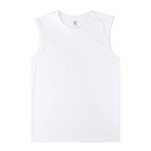 230g Japanese heavyweight seamless pure cotton summer basic wide shoulder small neckline solid color loose men's and women's vest T-shirt