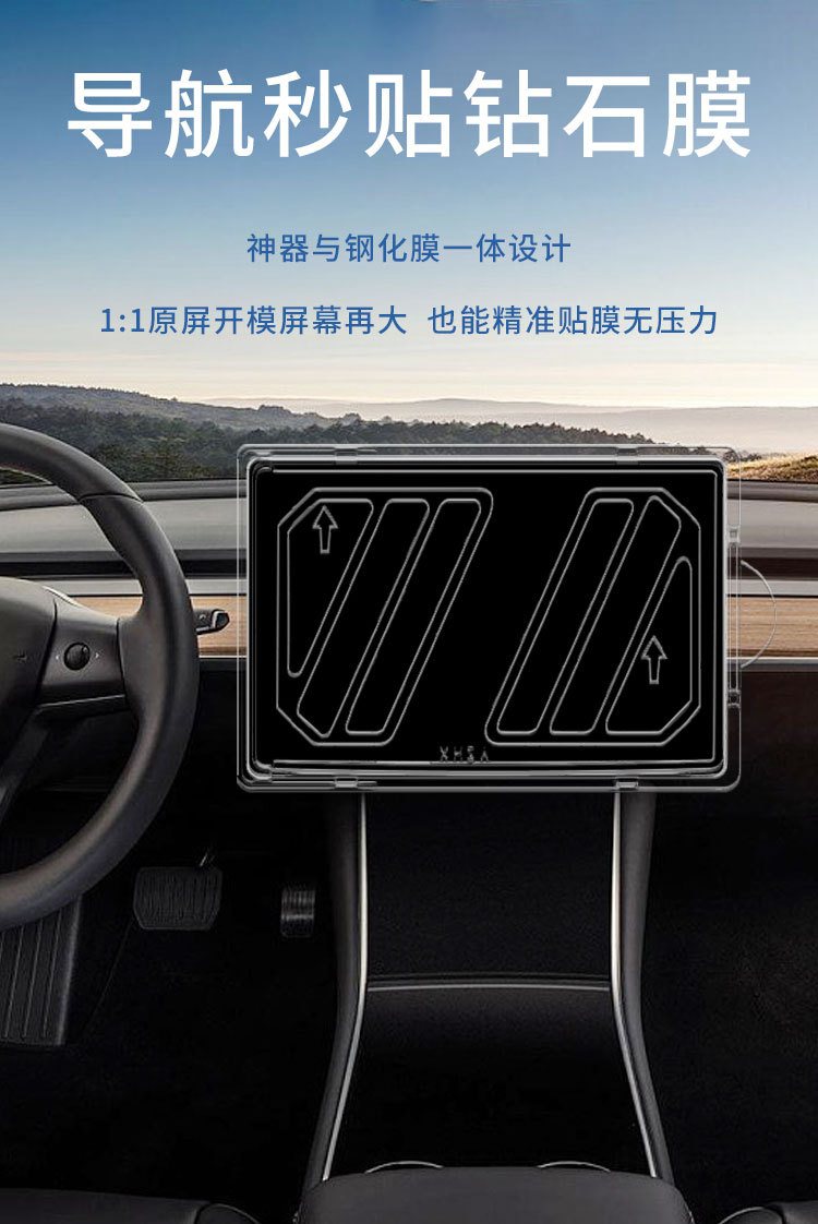 Suitable for Tesla Screen Tempered Film, 26 Models, New Model 3/Yl Models, Central Control Screen Protector, Easy to Apply in Seconds