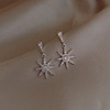 Silver needle, earrings, fashionable zirconium, french style, silver 925 sample, light luxury style, internet celebrity