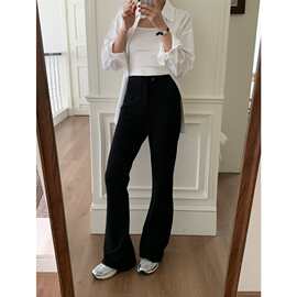 现 2026春季新款hanjo休闲0束缚弹力高腰秒变大长腿微喇马蹄裤