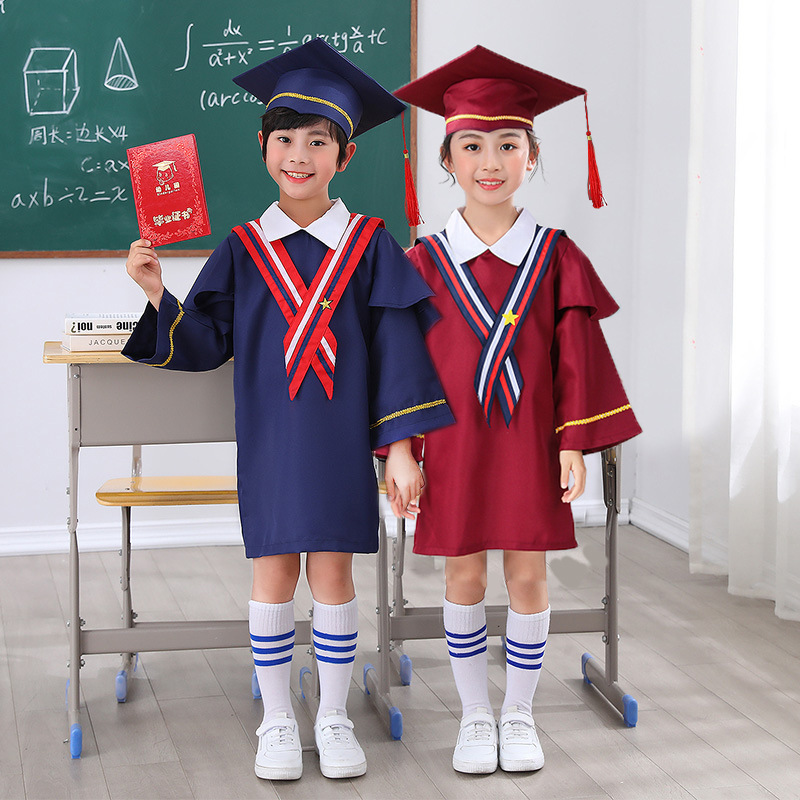 Kindergarten Graduation Doctoral Gown Children's Bachelor Gown Set for Elementary School Students' Photo Shoot, New Style for Boys and Girls Kindergarten Graduation Doctoral Gown Children's Bachelor Gown Set for Elementary School Students' Photo Shoot, New Style for Boys and Girls