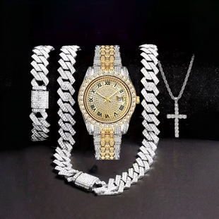 �����ֱ�+����������b��hip hop watch set wholesale