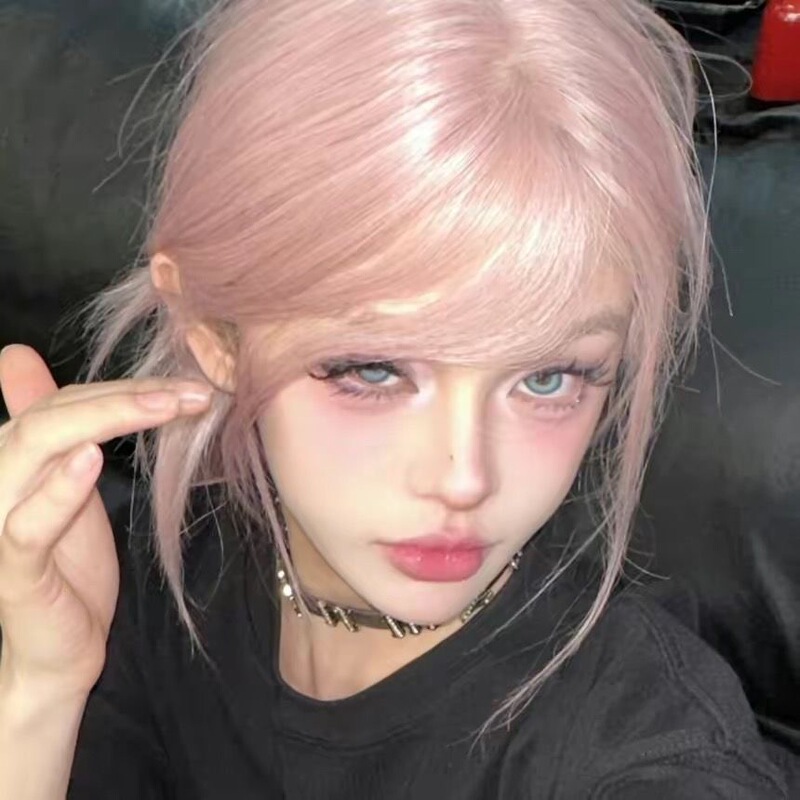 Small round round not round [hardware pink] wig female rose powder cool whisper long straight hair wig trembles with the same style