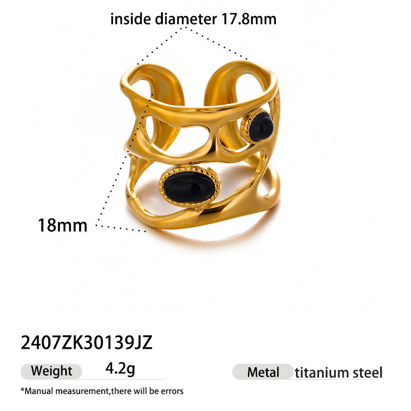 Taena anillo de acero inoxidable europeo y americano diseño de nicho femenino galvanoplastia 18k oro de alta retención de color anillo de acero de titanio anillo de viento ins