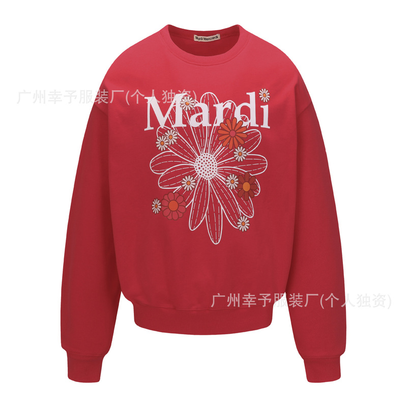 韩国Mardi卫衣赵露思同款小雏菊腊肠狗女秋冬刺绣印花套头圆领外|undefined