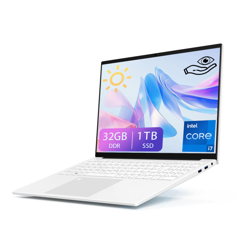 16.1inch Core I7 Laptop with Win11, Ips Screen, Thin and Light Business Notebook