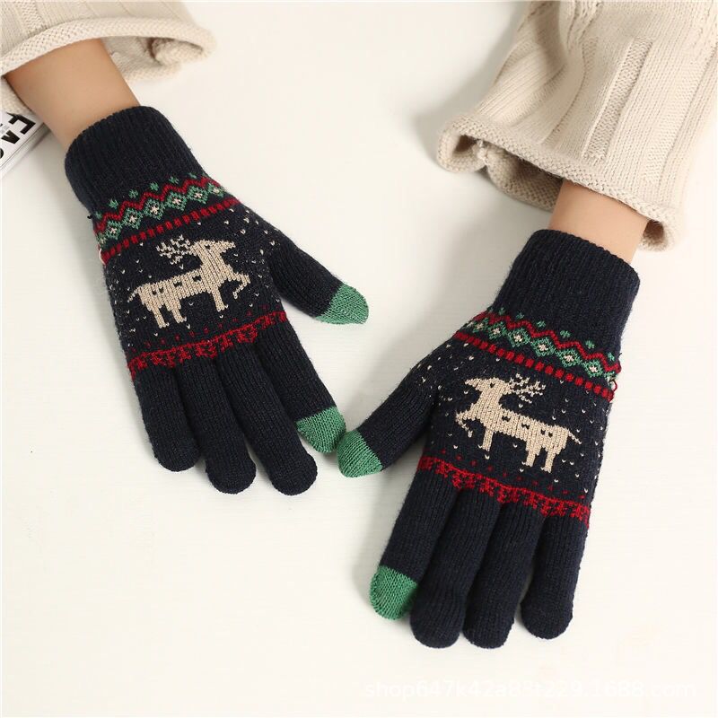 Fawn gloves Christmas knit men's and women's cycling sports Winter Touch screensaver warm gloves_maomaolike.com