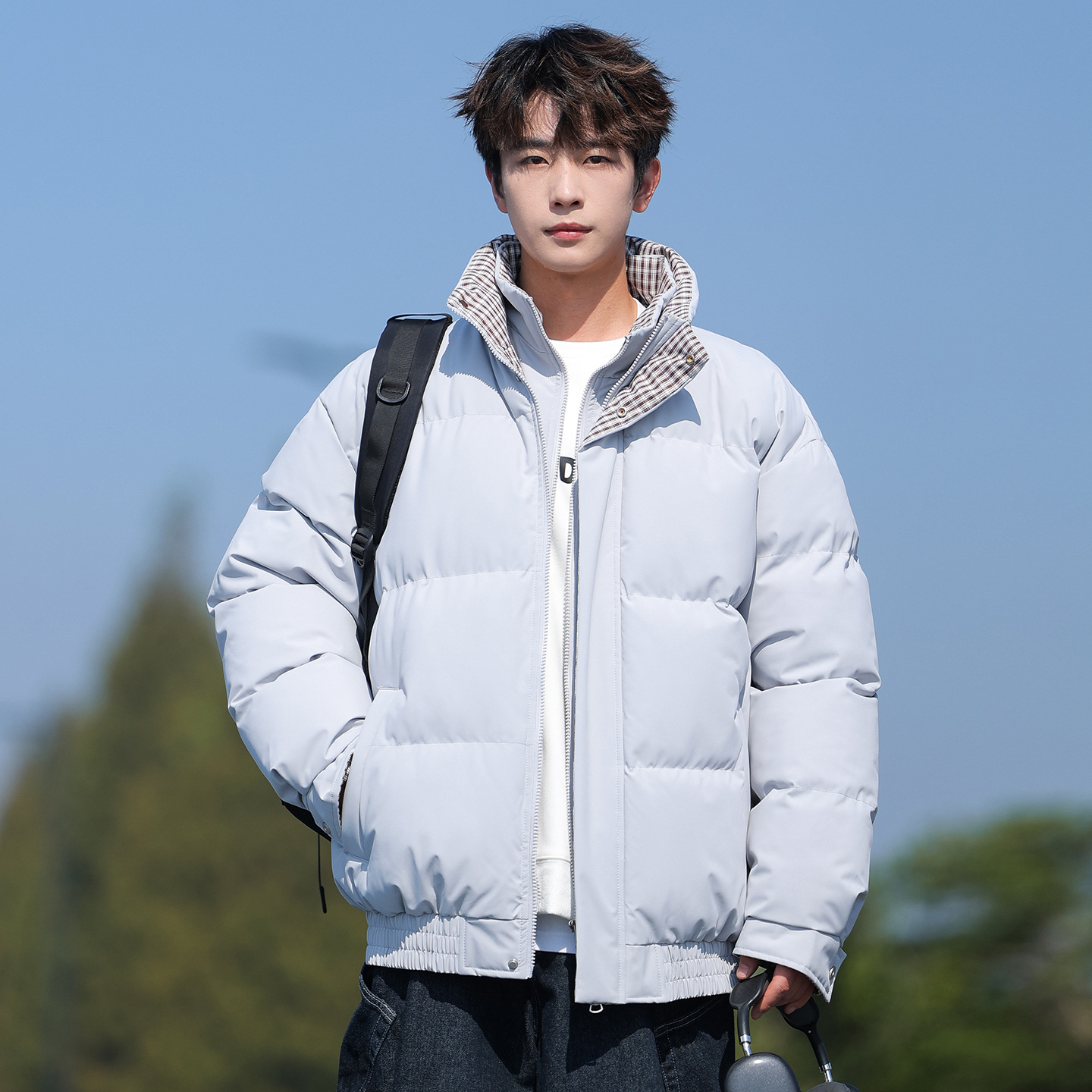 Trajes de algodón de pluma transfronterizos para hombres y mujeres 2025 nuevo invierno engrosado cuadrado falso de dos piezas de chaqueta de algodón chaqueta image 10