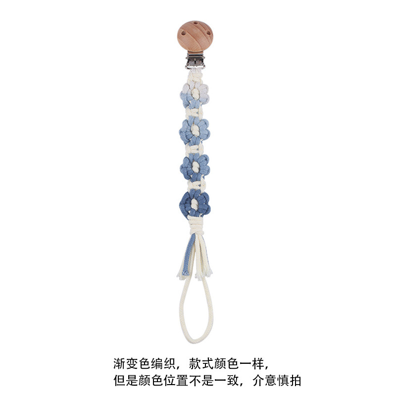 Productos para bebés Clip de chupete de haya Creativo Tejido a mano Estilo pastoral Cadena de chupete de margarita de color