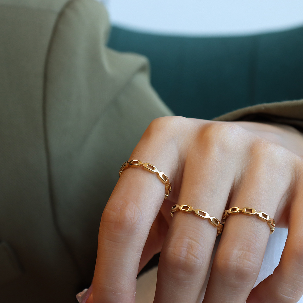 Markaフレンチinsアクセサリーing骨節抜きリング人差し指リングチタン鋼18k金a206