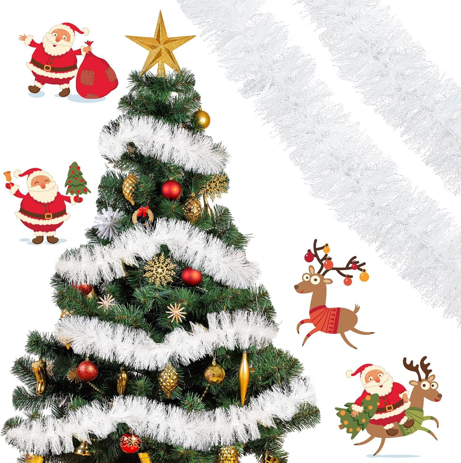 2米圣诞装饰白色毛条 雪花彩条 拉花 节日布置彩带批发跨境代发详情10