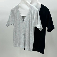 【预售】韩国东大门 Architekt 夏新款轻薄系扣短袖针织开衫